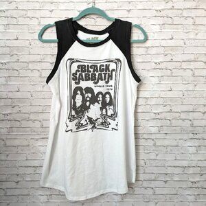 Black Sabbath World Tour 1978 - White Raglan sleeveless Tank with Black